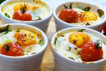 Baked Egg with Creamy Spinach Recipe (Video)