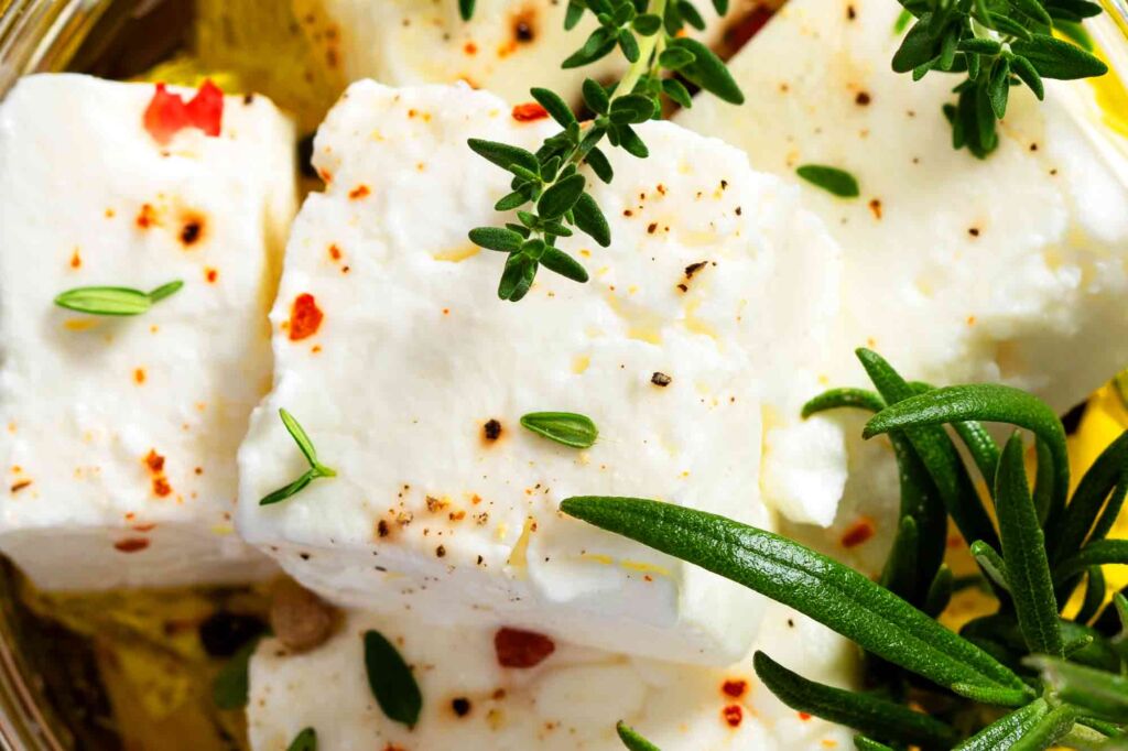 Homemade Feta Cheese In Olive Oil With Fresh Herbs Recipe